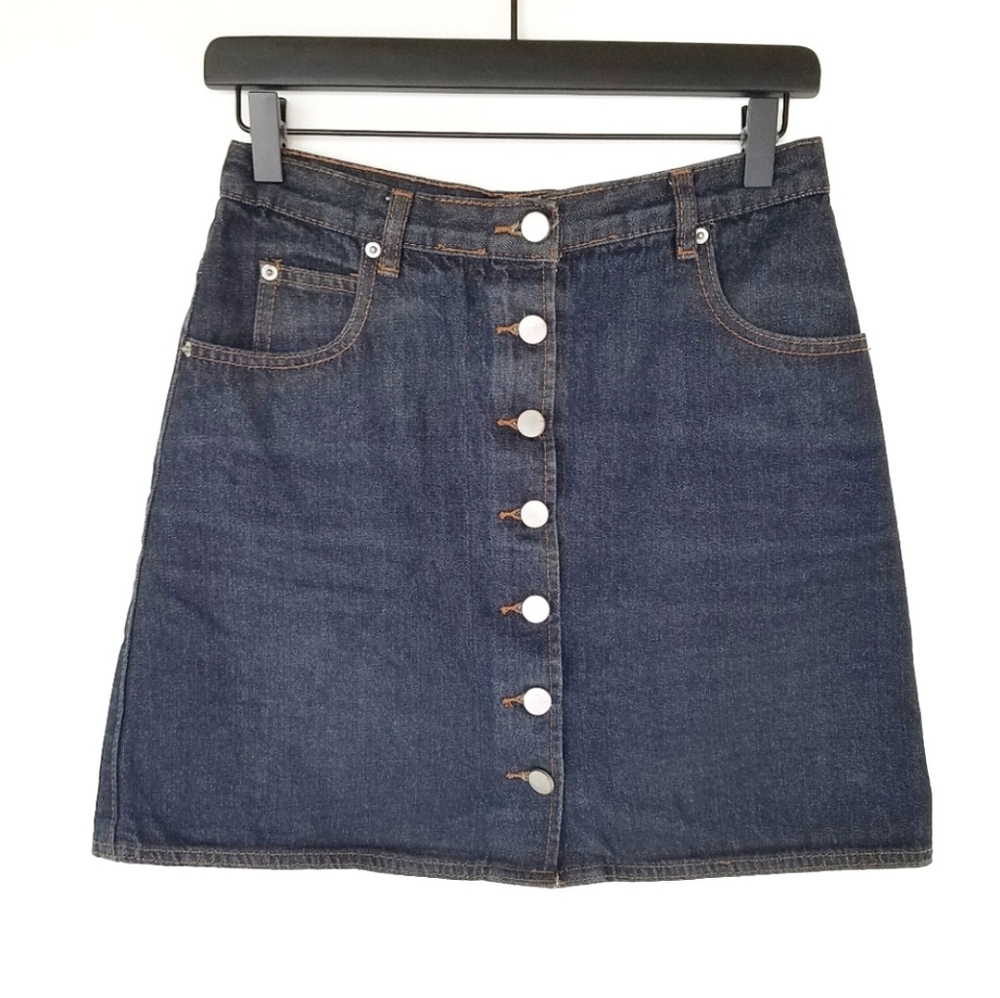 Asos | A-line Mini Denim Skirt button fly button down mini skirt Size 6